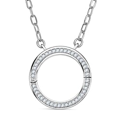 LUXURIANT Lab Grown Diamond (SI-GH) Openable Circle Pendant (Size - 20) in Rhodium Overlay Sterling Silver 0.25 Ct.