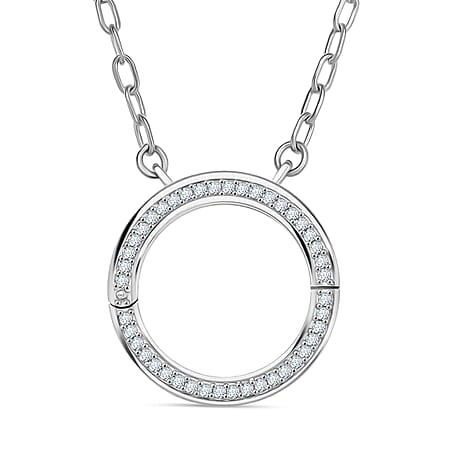 LUXURIANT Lab Grown Diamond (SI-GH) Openable Circle Pendant (Size - 20) in Rhodium Overlay Sterling Silver 0.25 Ct.