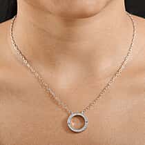 LUXURIANT Lab Grown Diamond (SI-GH) Openable Circle Pendant (Size - 20) in Rhodium Overlay Sterling Silver 0.25 Ct.