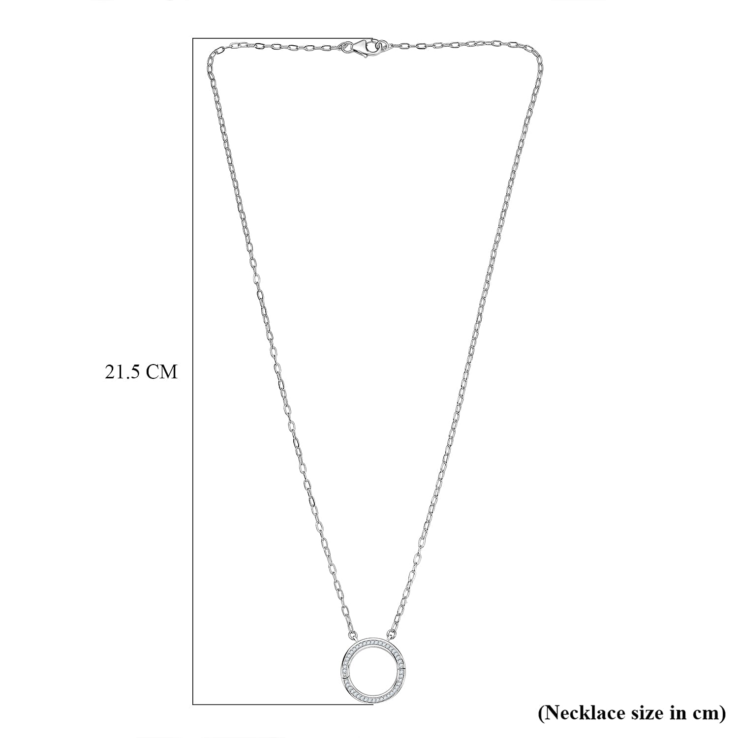 Luxuriant Lab Grown Diamond (SI-GH) Openable Circle Pendent (Size - 20) in Rhodium Overlay Sterling Silver 0.25Cts