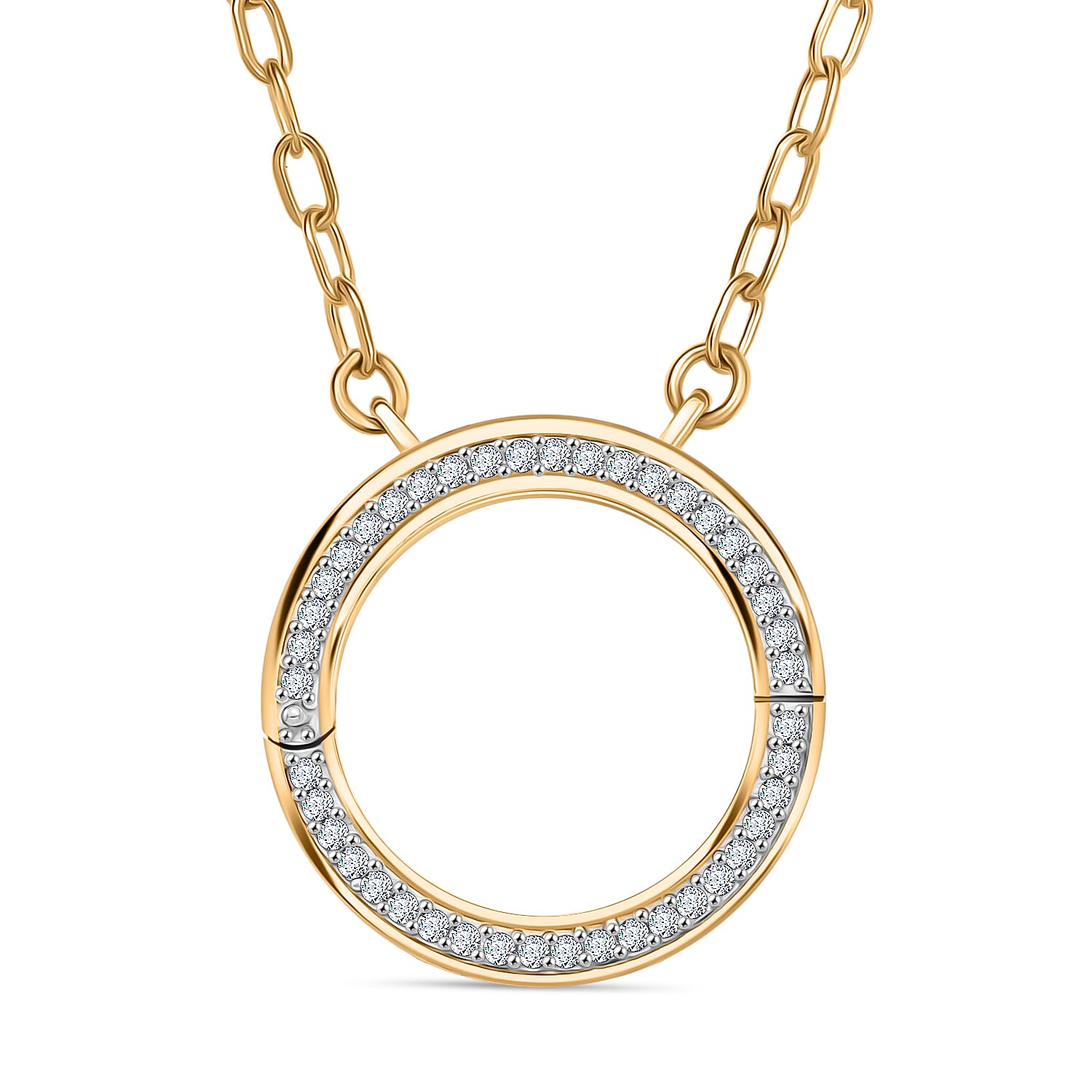Luxuriant Lab Grown Diamond (SI-GH) Openable Circle Pendent (Size - 20) in 18K Vermeil Yellow Gold Sterling Silver 0.25Cts