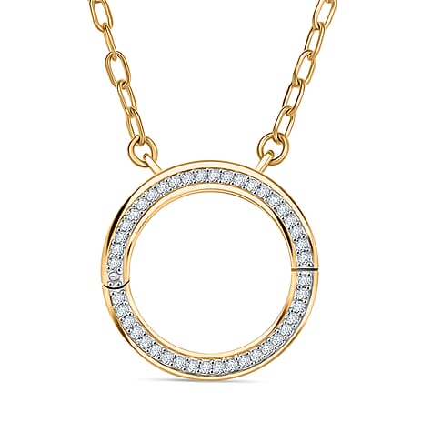 Luxuriant Lab Grown Diamond (SI-GH) Openable Circle Pendent (Size - 20) in 18K Vermeil Yellow Gold Sterling Silver 0.25Cts