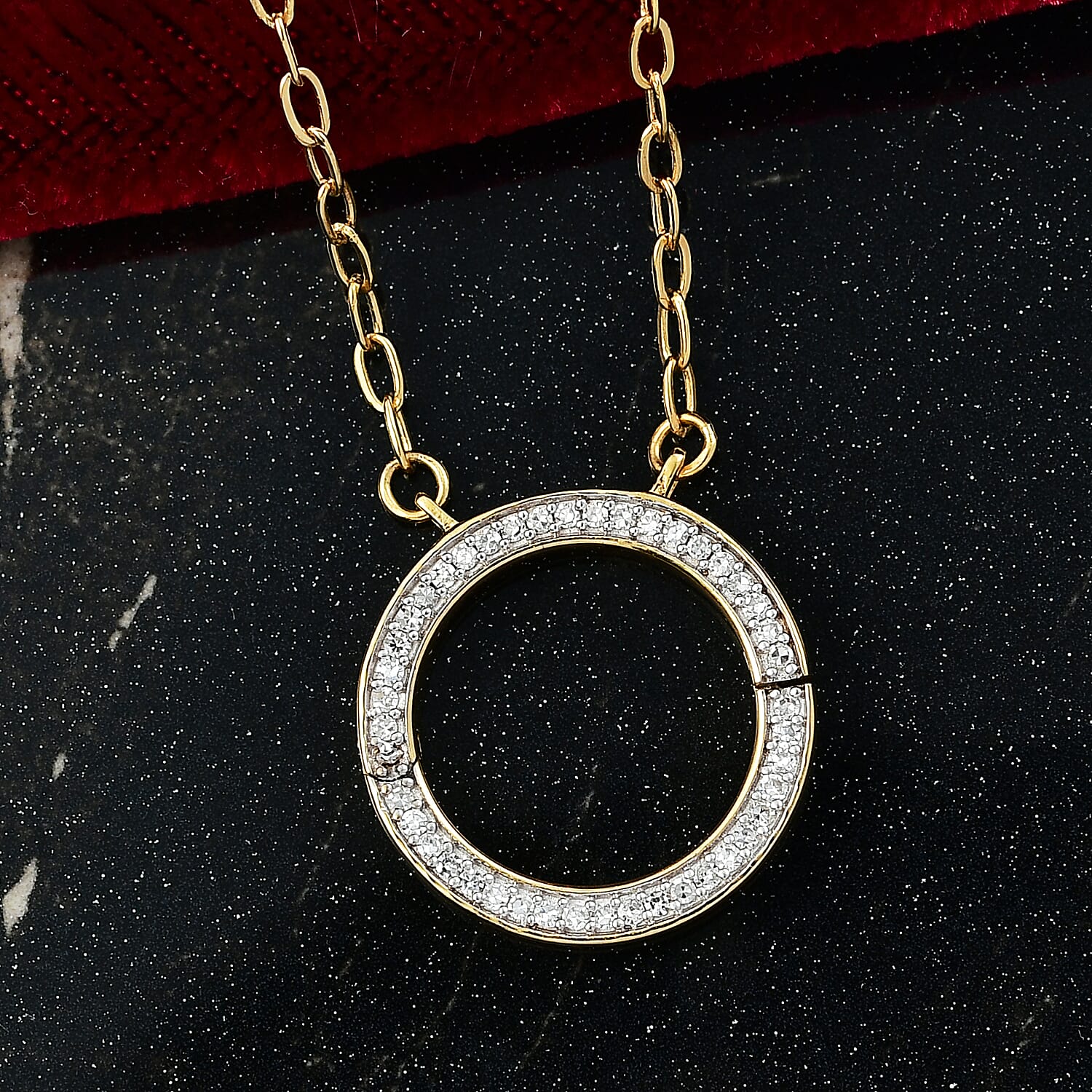 Luxuriant Lab Grown Diamond (SI-GH) Openable Circle Pendent (Size - 20) in 18K Vermeil Yellow Gold Sterling Silver 0.25Cts
