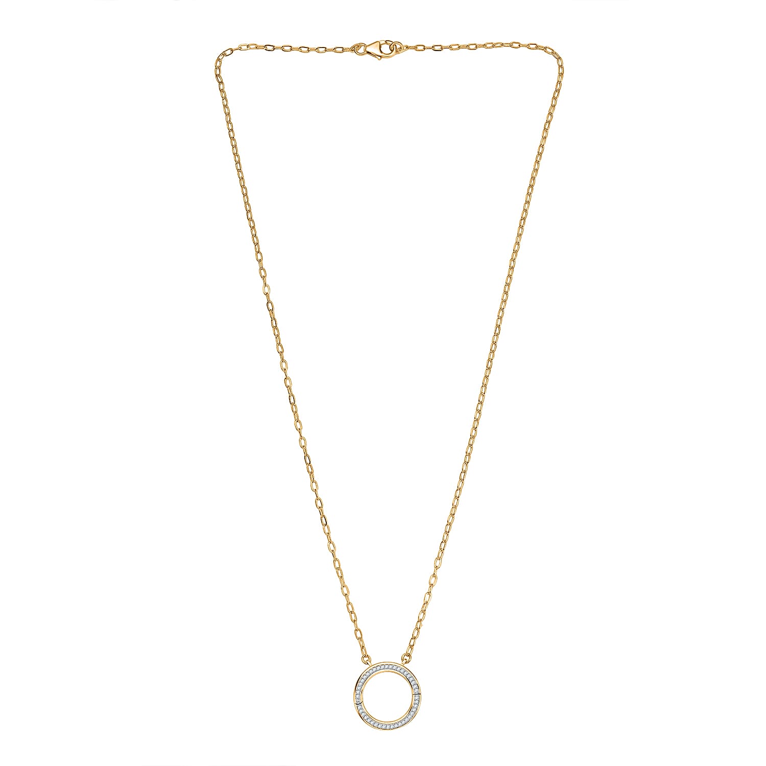 Luxuriant Lab Grown Diamond (SI-GH) Openable Circle Pendent (Size - 20) in 18K Vermeil Yellow Gold Sterling Silver 0.25Cts