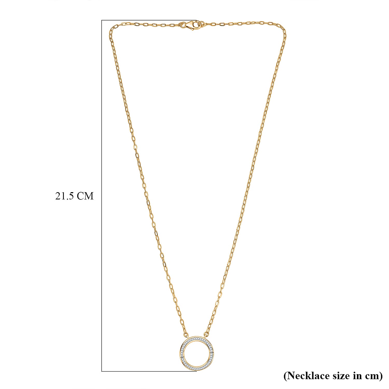 Luxuriant Lab Grown Diamond (SI-GH) Openable Circle Pendent (Size - 20) in 18K Vermeil Yellow Gold Sterling Silver 0.25Cts