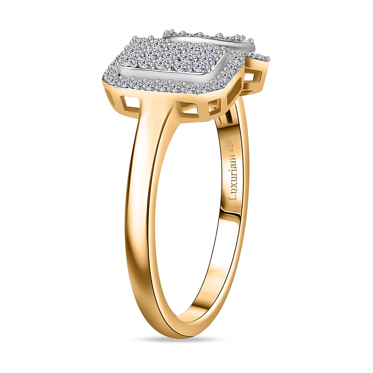Luxuriant Lab Grown Diamond (SI-GH) Ring in 18K Vermeil Yellow Gold Plated Sterling Silver 0.50ct