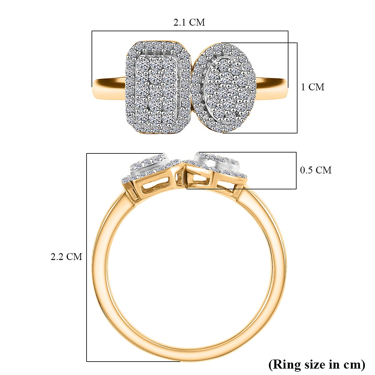 Luxuriant Lab Grown Diamond (SI-GH) Ring in 18K Vermeil Yellow Gold Plated Sterling Silver 0.50ct