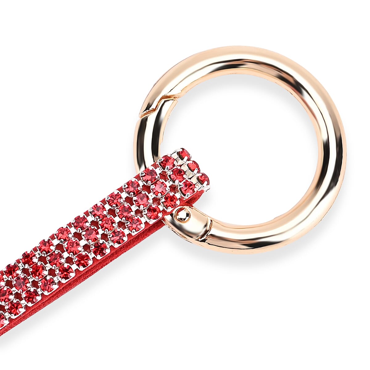 Designer Inspired - Set of 2  Sparkling Heart & Lip Shaped Keychains- Charms in Yellow Gold Tone - Red