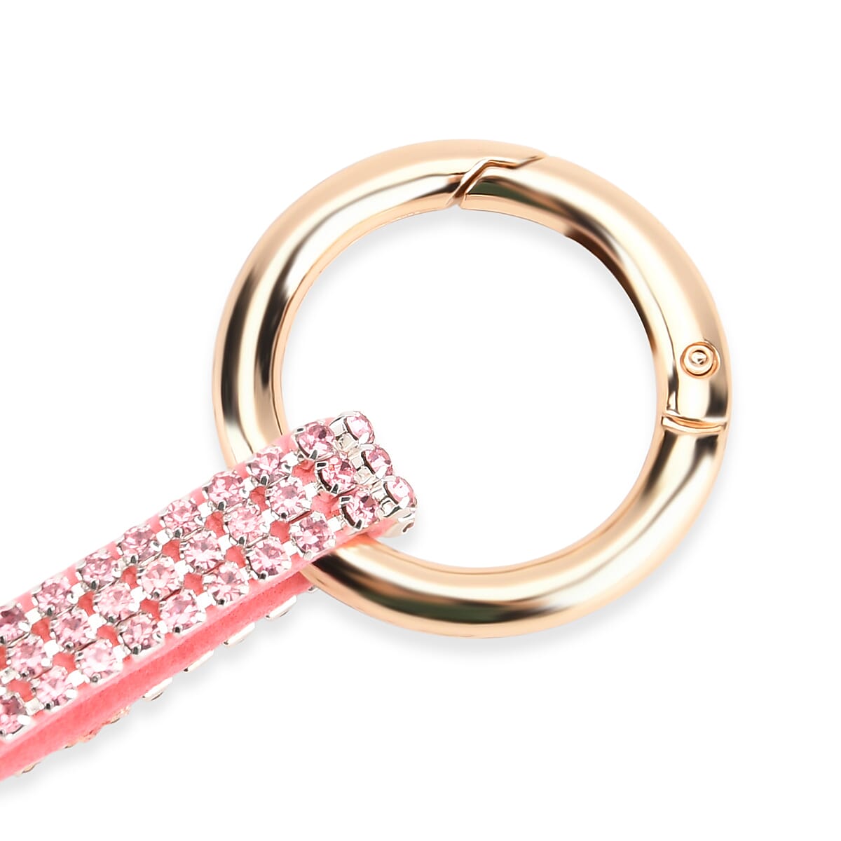 Designer Inspired - Set of 2  Sparkling Heart & Lip Shaped Keychains- Charms in Yellow Gold Tone - Pink