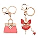 Set of 2 Austrian Crystal Sparkling Ballet Girl & Handbag Keychains- Charms - White