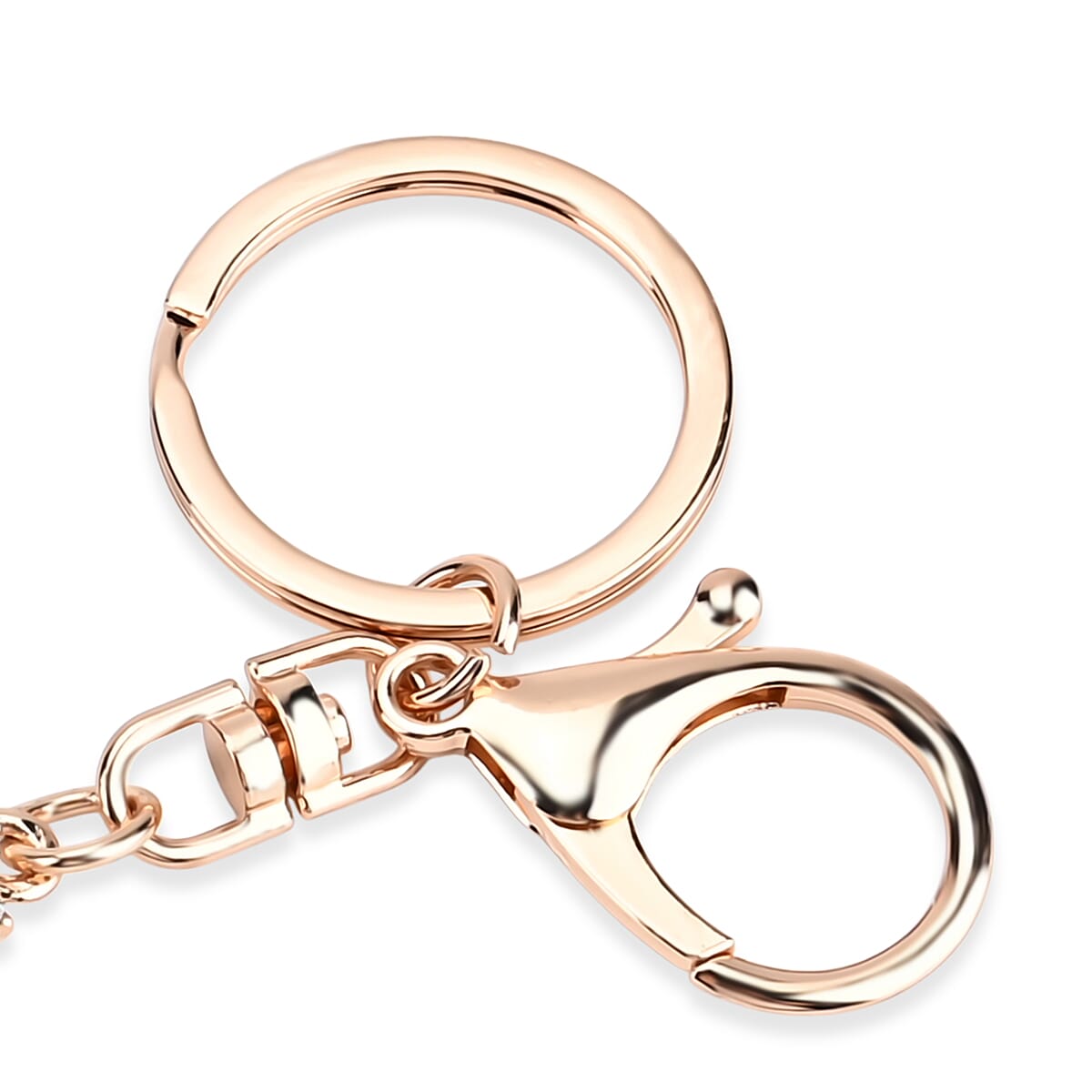 Set of 2 Enammelled & Austrian Crystal Key Chains in Yellow Gold Tone - Wreath & Christmas Tree