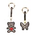 Designer Inspired - Set of 2 Sparkling Bear and Butterfly Keychain-Bag Charm - Red