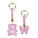 Designer Inspired - Set of 2 Sparkling Bear and Butterfly Keychain-Bag Charm - Red