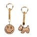 Designer Inspired - Set of 2 Sparkling Dog and Smiling Face Keychain-Bag Charm - Blue
