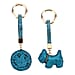 Designer Inspired - Set of 2 Sparkling Dog and Smiling Face Keychain-Bag Charm - Blue