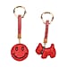 Designer Inspired - Set of 2 Sparkling Dog and Smiling Face Keychain-Bag Charm - Blue