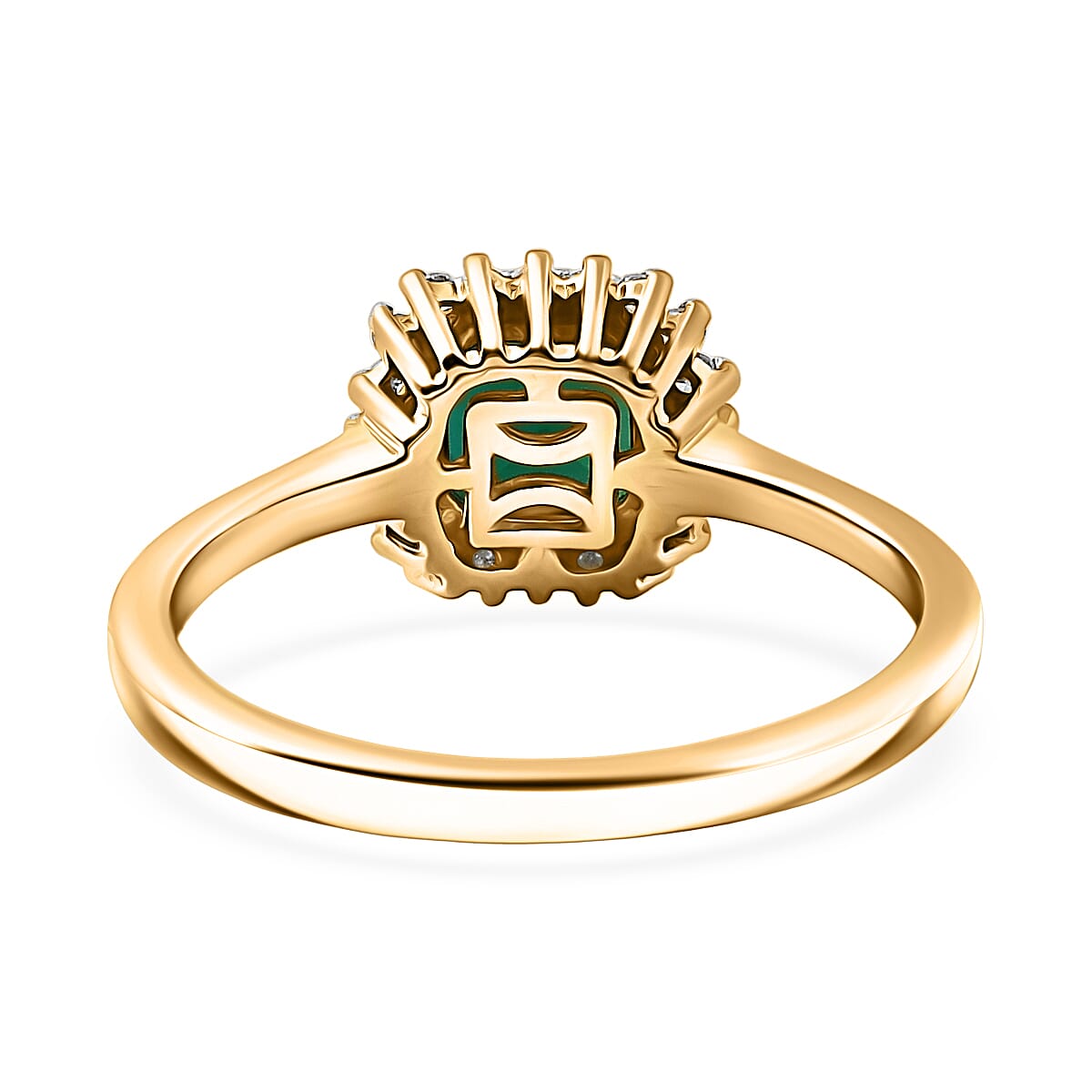 Luxuriant - Lab Grown Zambian  Emerald & Lab Grown Diamond (SI-GH)  Ring in 18K Vermeil Yellow Gold Plated Sterling Silver 1.16 Ct.