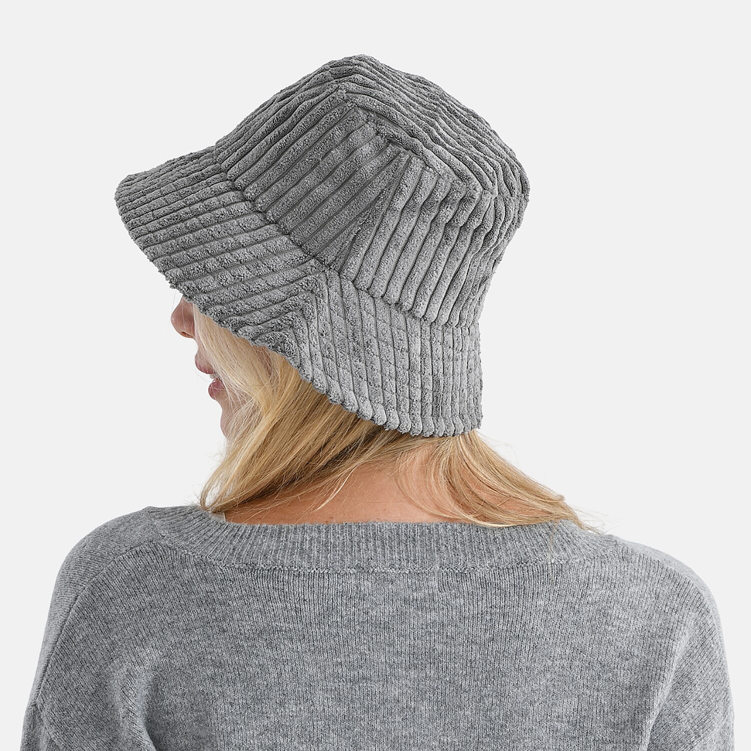 Patterned Hat, Cap and Earmuff (Size 58x1 cm) - Grey