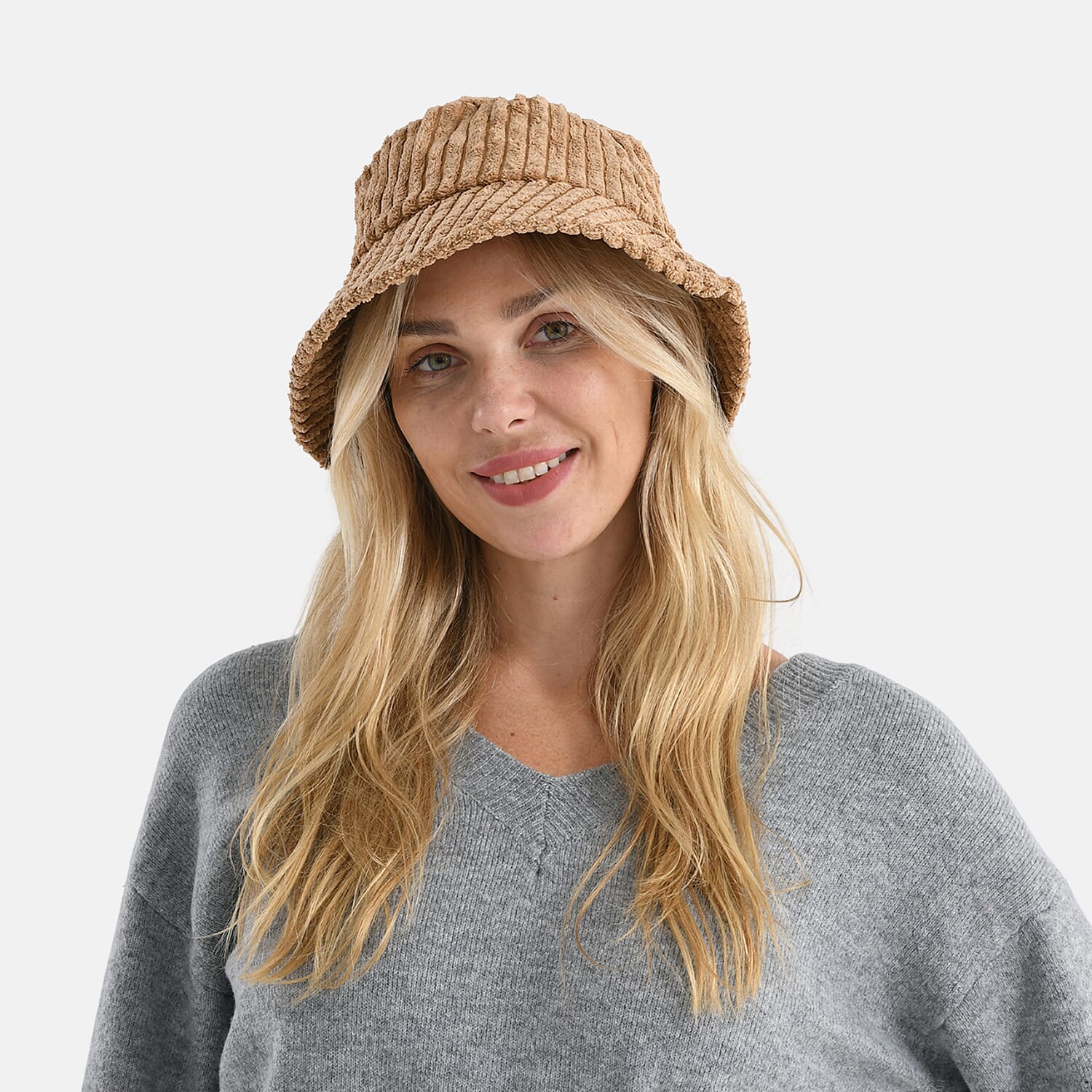 Patterned-Hat-Cap-and-Earmuff-Size-58x1-cm-Brown