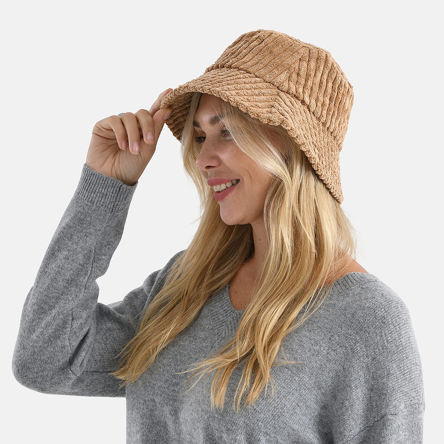 Patterned-Hat-Cap-and-Earmuff-Size-58x1-cm-Brown