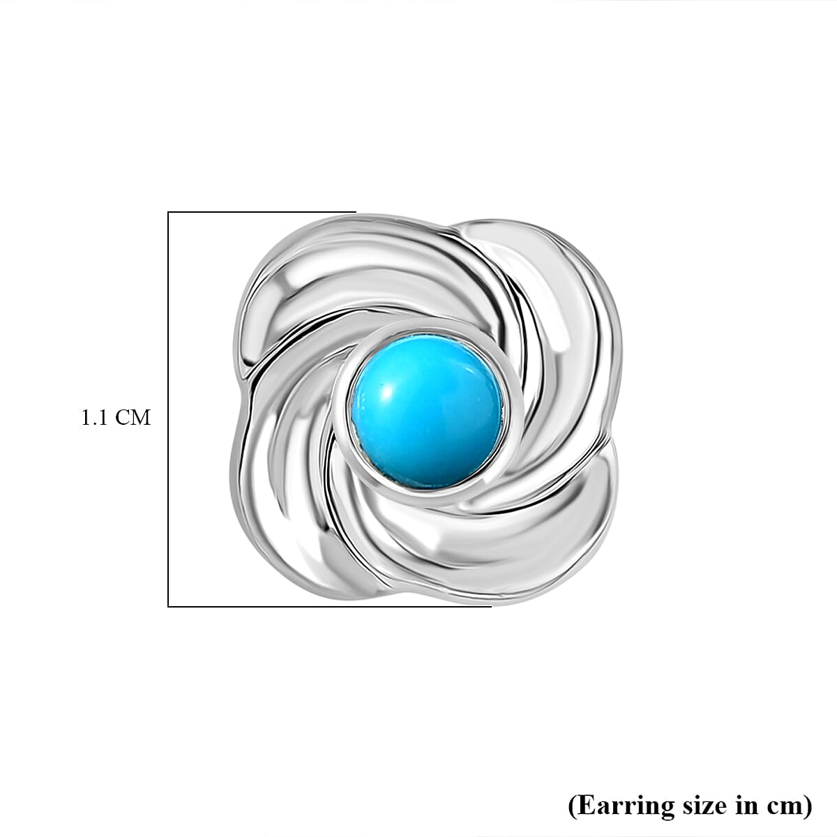 D'joy Sleeping Beauty Turquoise Solitaire Stud Push Post Earring in Platinum Overlay Sterling Silver