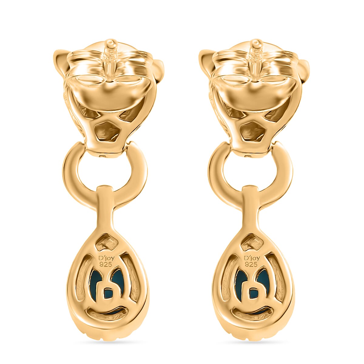 D'joy Sleeping Beauty Turquoise Earring with Push Back in 14K Yellow Gold Plating Sterling Silver D'joy Sleeping Beauty Turquoise Earring with Push Back in 14K Yellow Gold Plating Sterling Silver