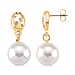 White Shell Pearl & Austrian White Crystal Earring with Push Back in Yellow Gold Plated 30.20 Ct.