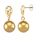 White Shell Pearl & Austrian White Crystal Earring with Push Back in Yellow Gold Plated 30.20 Ct.