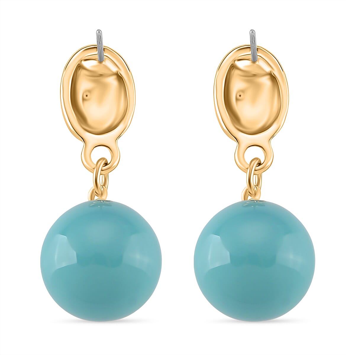 Sleeping Beauty Color Shell Pearl & Austrian White Crystal Earring with Push Back in Yellow Gold Plated 30.20 Ct.