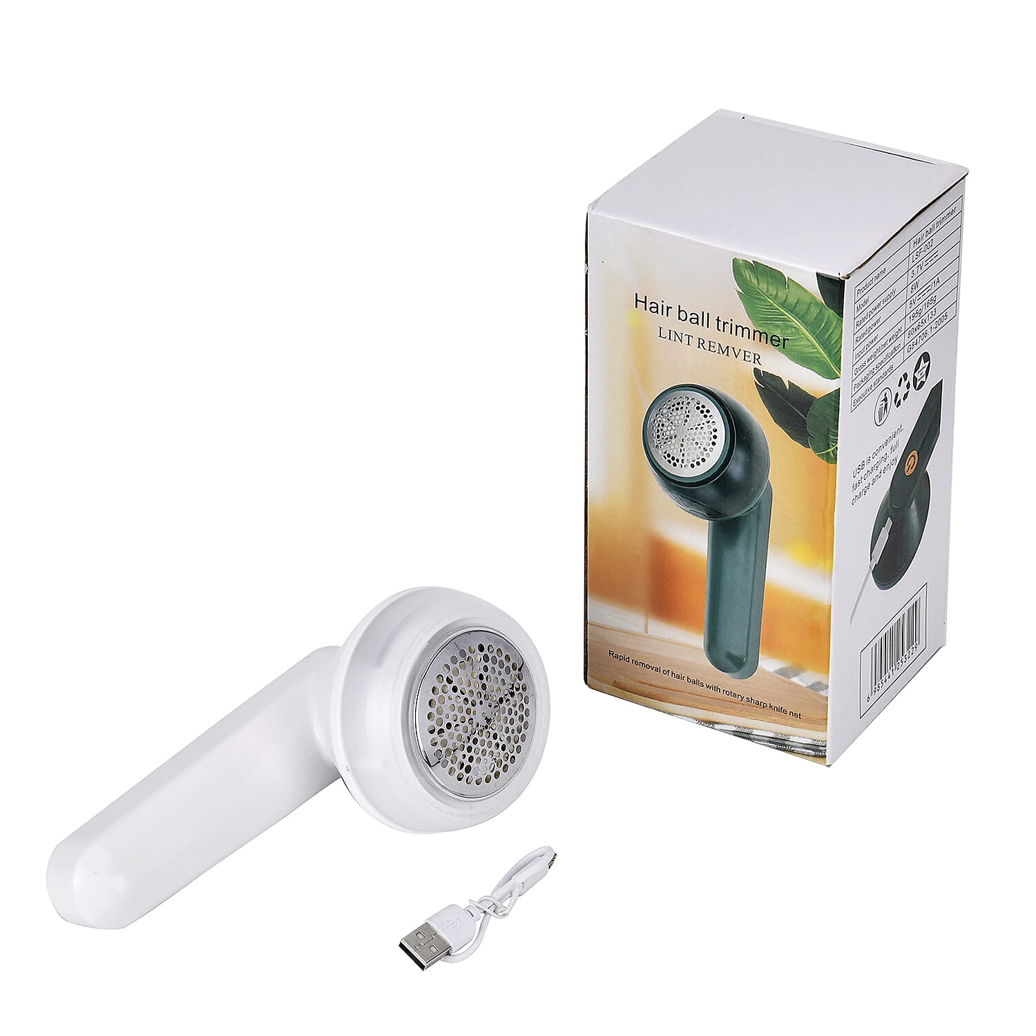 Portable Electric Lint Remover - 6 Blades, Rechargeable, 400mAh Battery - 6W Power - White