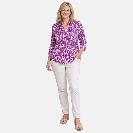 Charlotte West 100% Cotton Printed 3-4 Sleeve Blouse With Side Vent (Size 18) - Pink