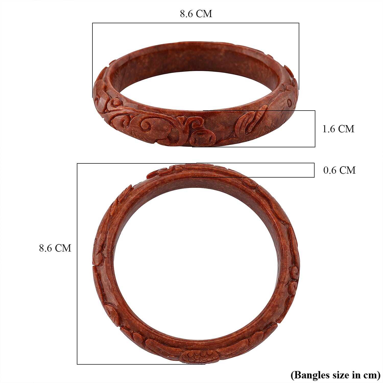 First Time Ever- Koi Carved Enhanced Red Jade Bangle (Size 8) 320.00 Ct.