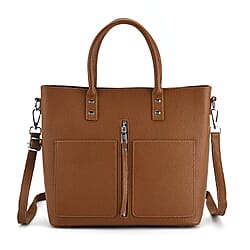 Genuine Leather Tote Bag - Beige