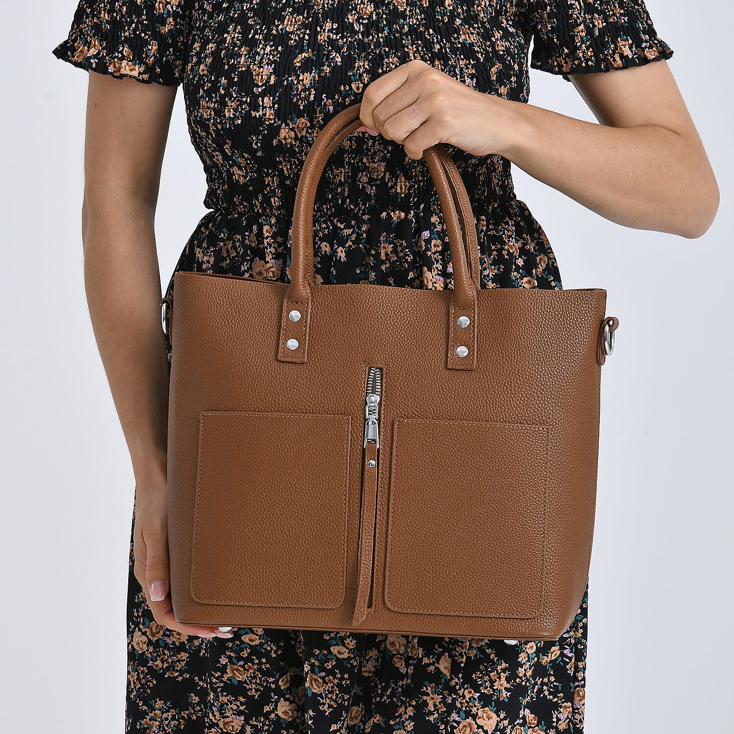 DOD- Genuine Leather Tote Bag - Coffee