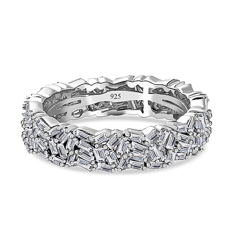Luxuriant Lab Grown Diamond Band (SI-GH) Ring in Rhodium Overlay Sterling Silver 1.00 Ct.