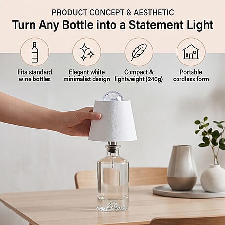 THE MUST BUY CHRISTMAS DEAL - Bliss - Beyond Rechargeable Wine Bottle Lamp with 7-Color Projector - White