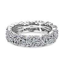 LUXURIANT 1 Ct. Lab Grown Diamond Firecracker Ring in Rhodium Overlay Sterling Silver (SI-GH)
