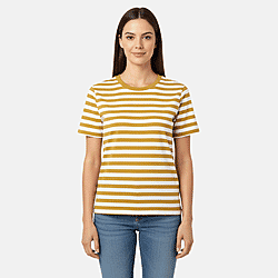 Charlotte West 100% Cotton Striped Jersey Ribbed Neck T-Shirt