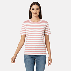 Charlotte West 100% Cotton Striped Jersey Ribbed Neck T-Shirt