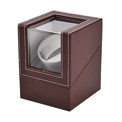 BLACK FRIDAY DEAL - Automatic Rotating Watch Winder Box (Size 12x13x16 cm) - Brown - Grey