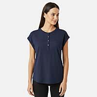 Charlotte West Henley T-shirt with Pocket (Size 10) - Navy