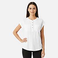 Charlotte West Henley T-shirt with Pocket (Size 10) - White