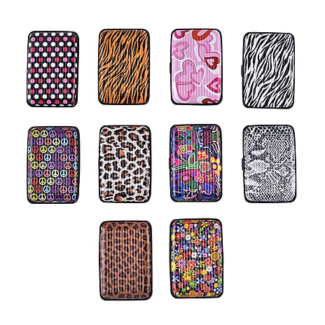 MEGA PACK OF 10 - RFID Blocking Card Holders (Size 11x7x2 cm) - Vibrant Multicolour Patterns