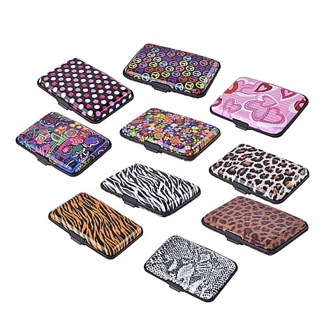 MEGA PACK OF 10 - RFID Blocking Card Holders (Size 11x7x2 cm) - Vibrant Multicolour Patterns