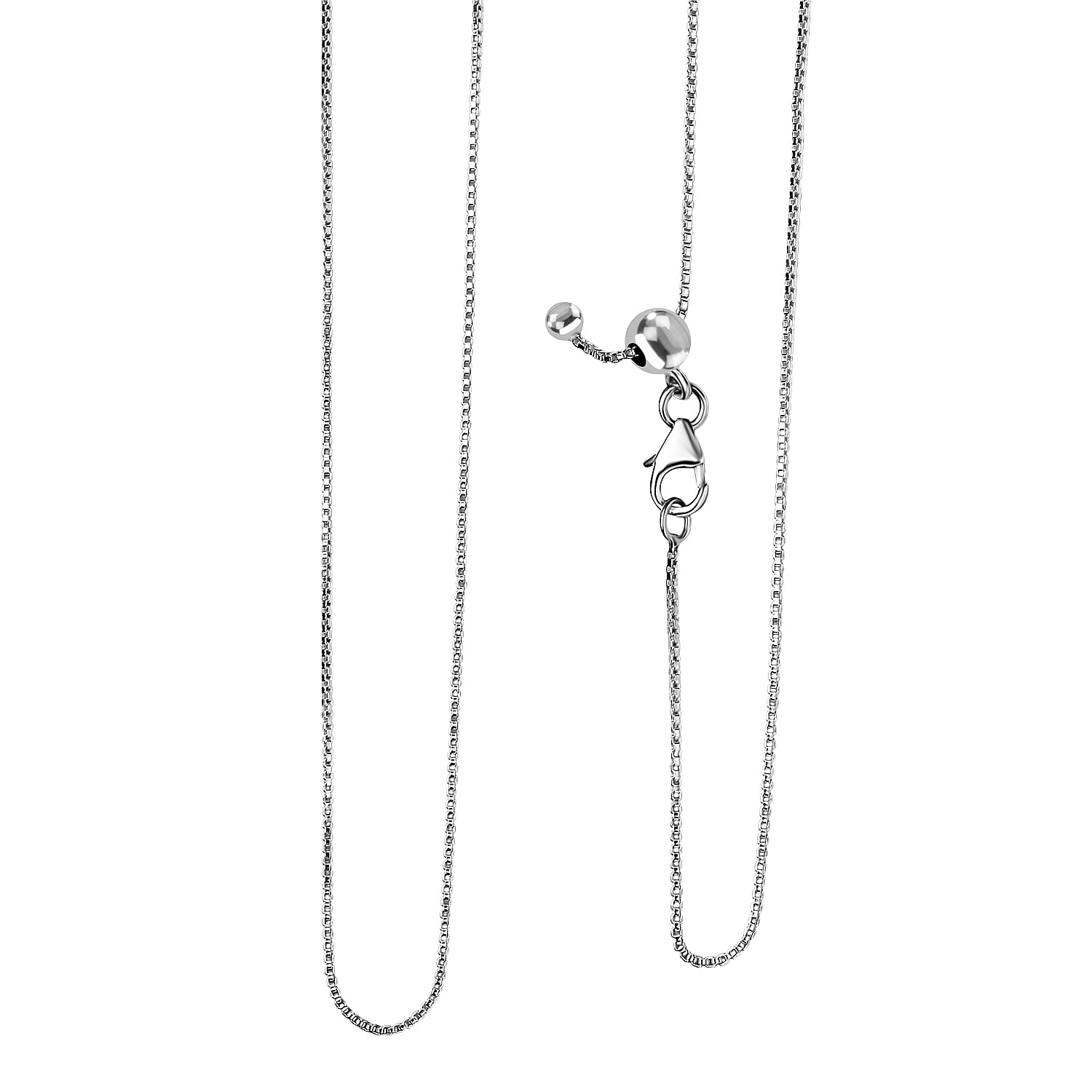 ROME DESIGNER OUTLET CLOSEOUT Sterling Silver FORMA PERFETTA Adjustable Necklace (Size - 20) with Lobster Clasp