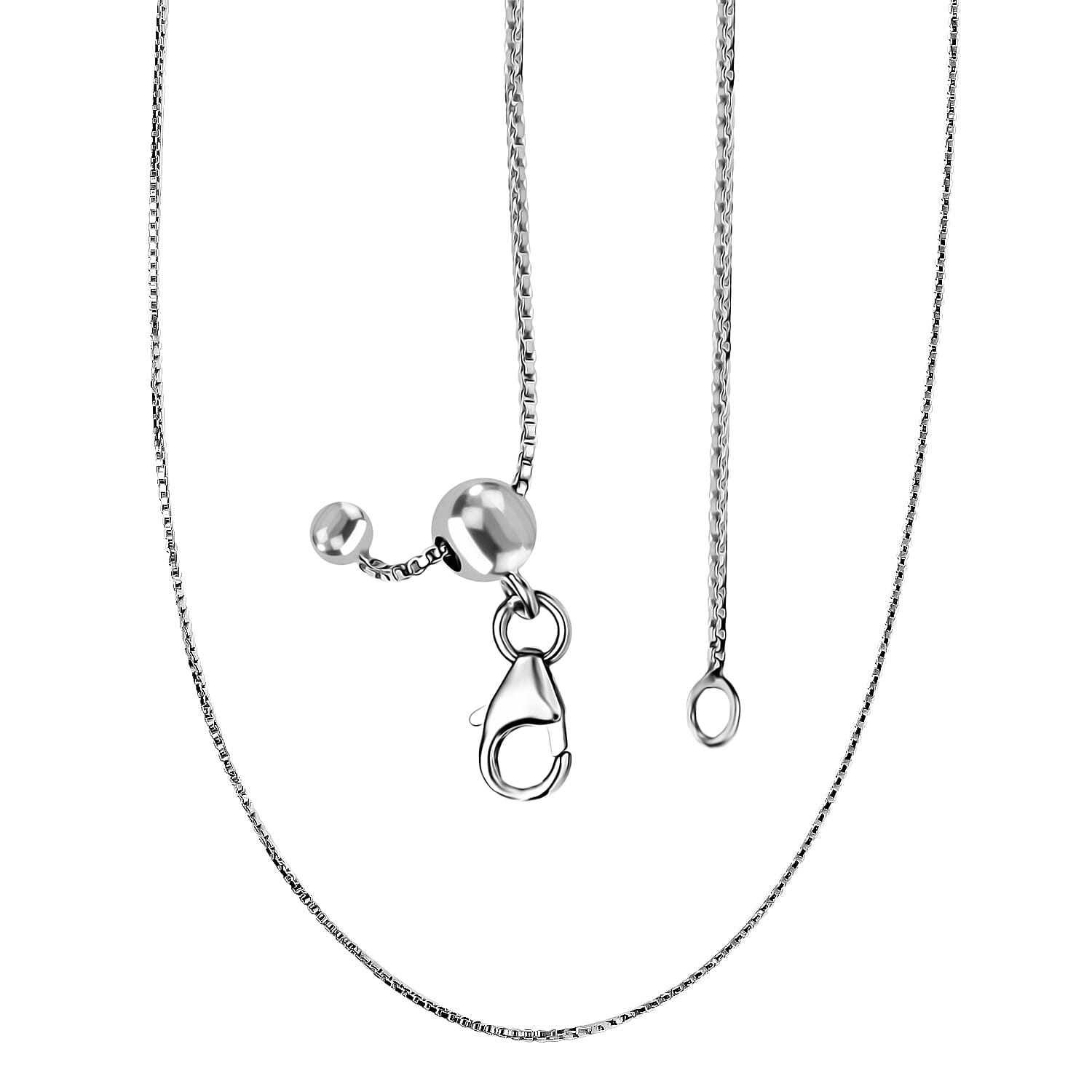 ROME DESIGNER OUTLET CLOSEOUT Sterling Silver FORMA PERFETTA Adjustable Necklace (Size - 20) with Lobster Clasp