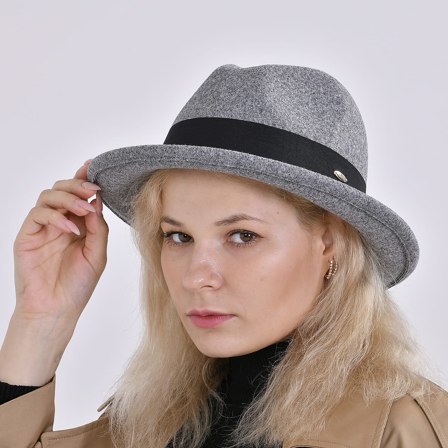 Stylish Trilby-Fedora Hat (One Size) - Grey