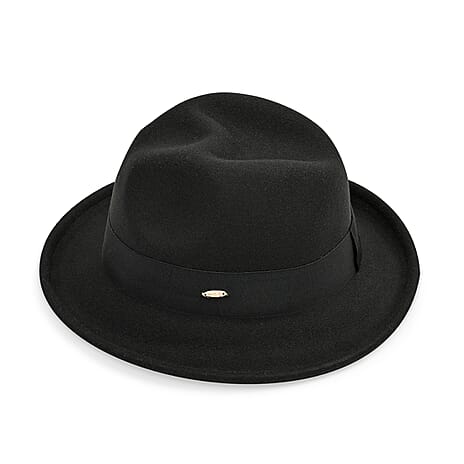 Stylish Trilby-Fedora Hat (One Size) - Black