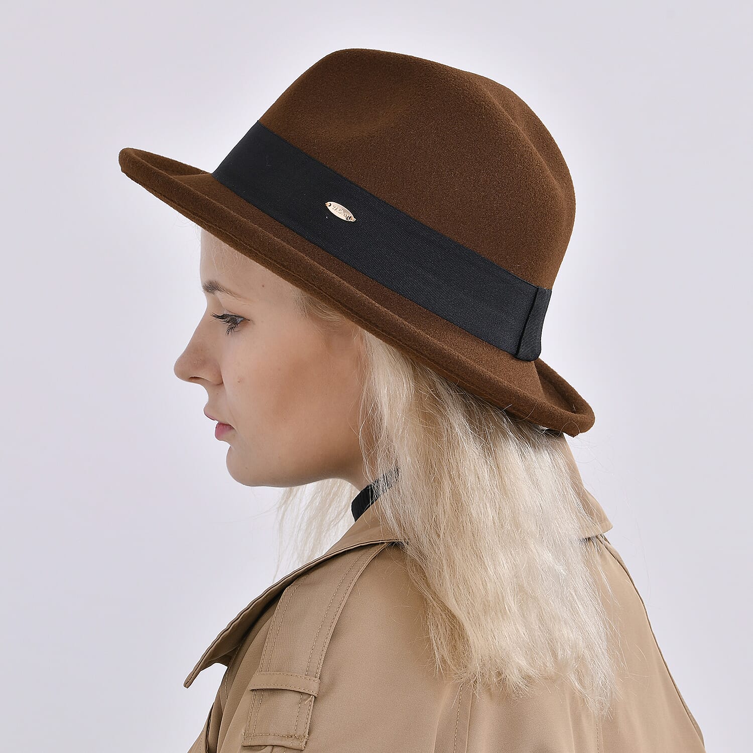 Stylish Trilby-Fedora Hat (One Size) - Brown