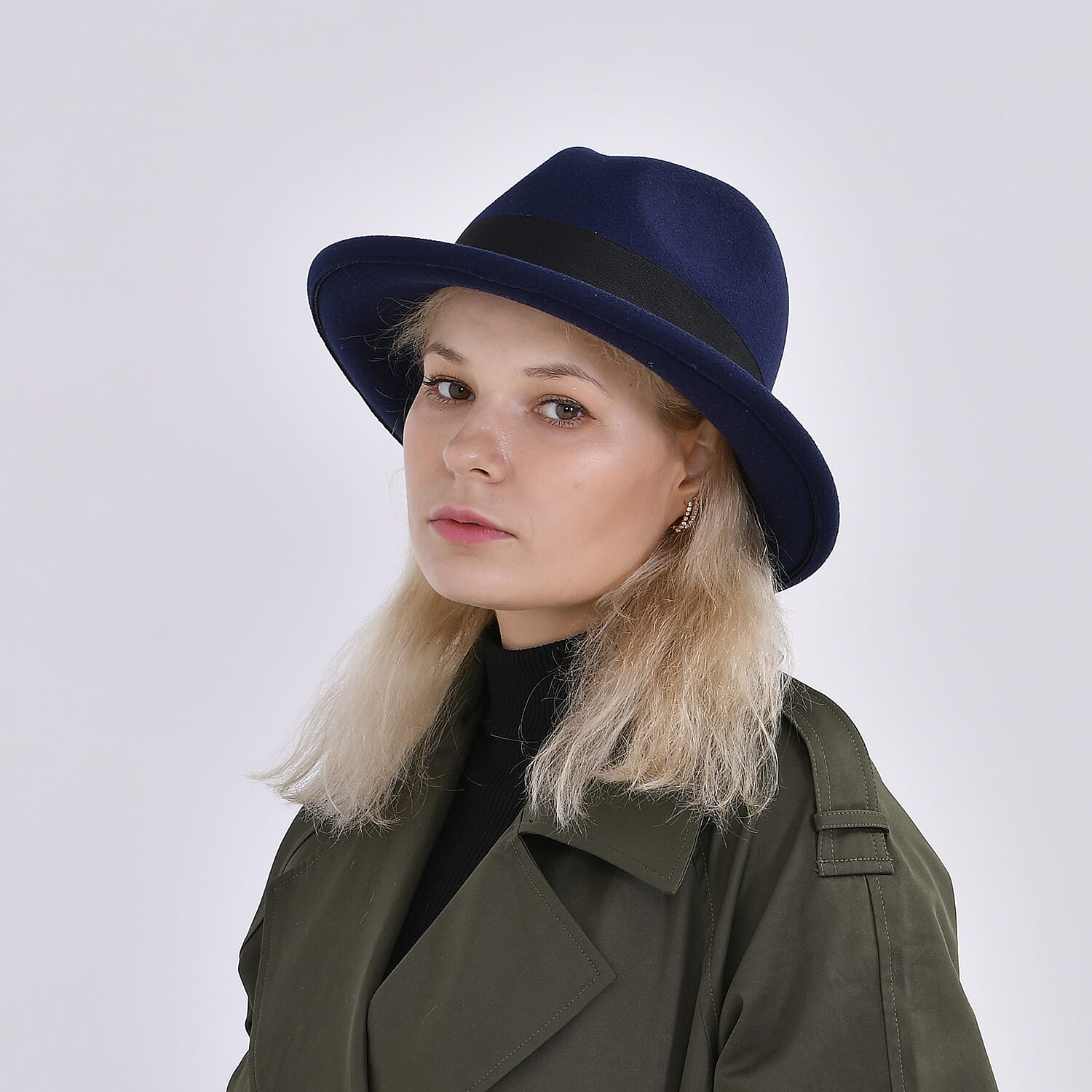 Stylish Trilby-Fedora Hat (One Size) - Navy